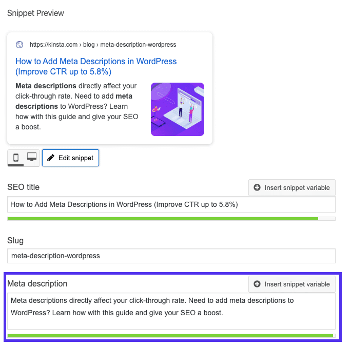 Mô tả meta trong plugin Yoast SEO